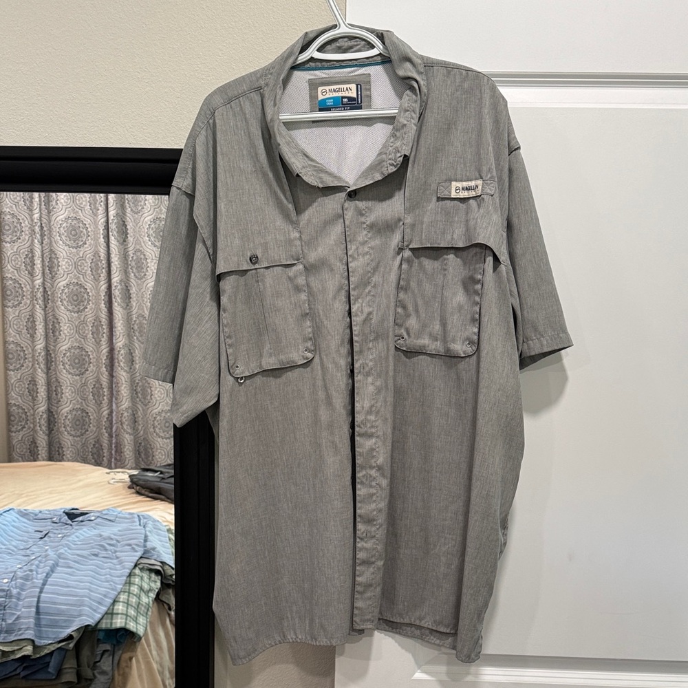 Magellan Outdoors Blue and Gray Fish Gear Shirt 3XL